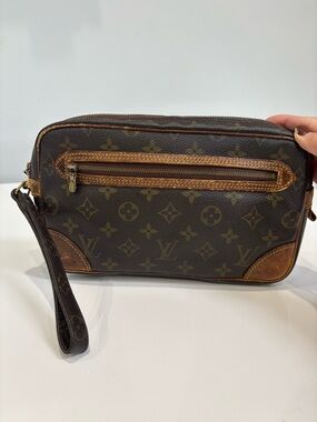 Louis Vuitton Monogram Canvas Wristlet - Brown and Gold